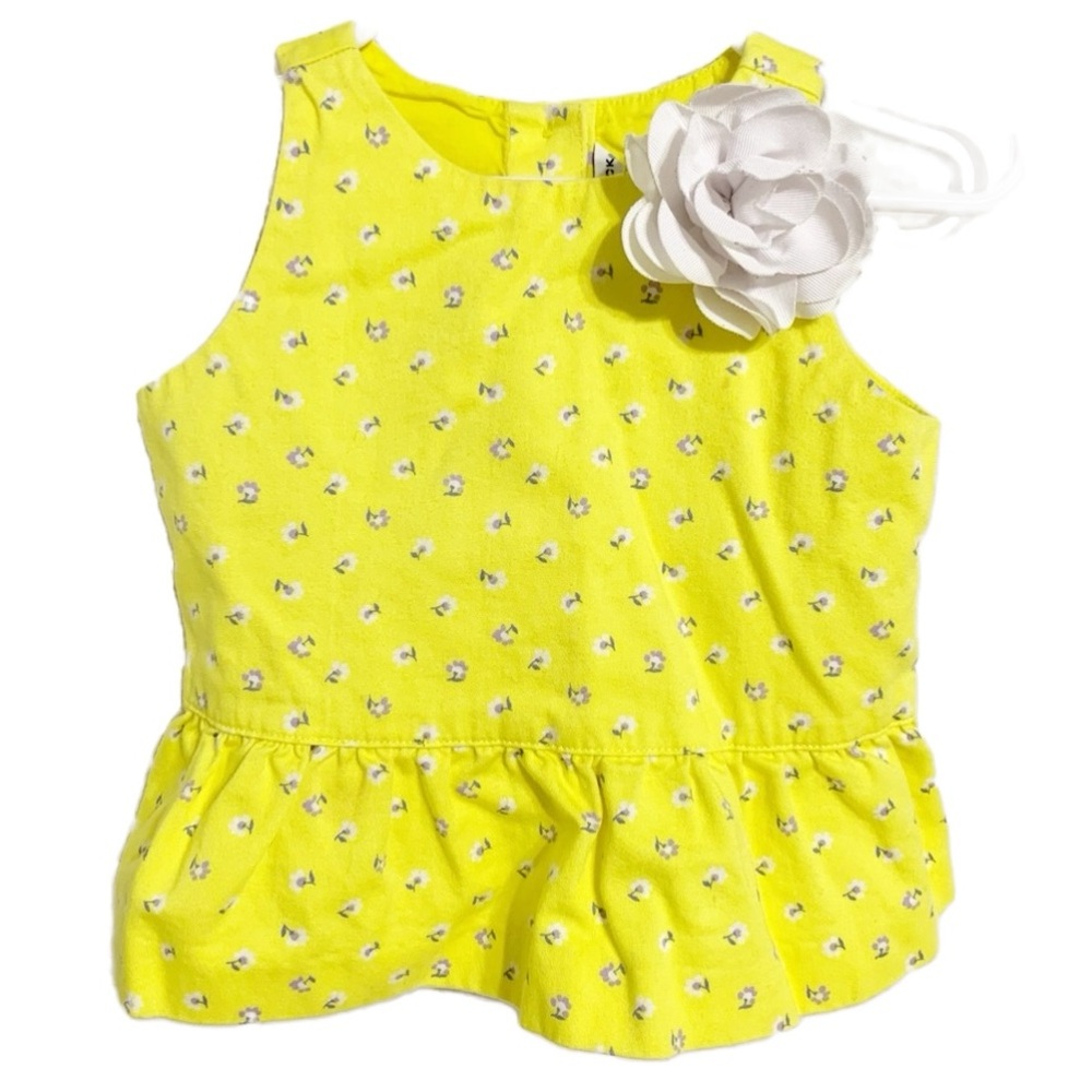 Janie And Jack Girls 18-24M Yellow Daisy Floral Peplum Top White Flower Accent